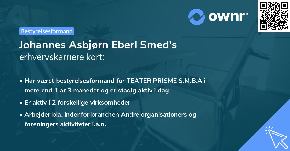 Johannes Asbjørn Eberl Smed's erhvervskarriere kort