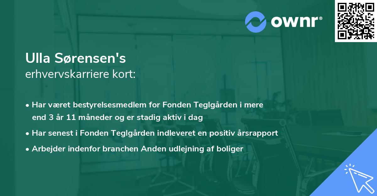 Ulla Sørensen's erhvervskarriere kort
