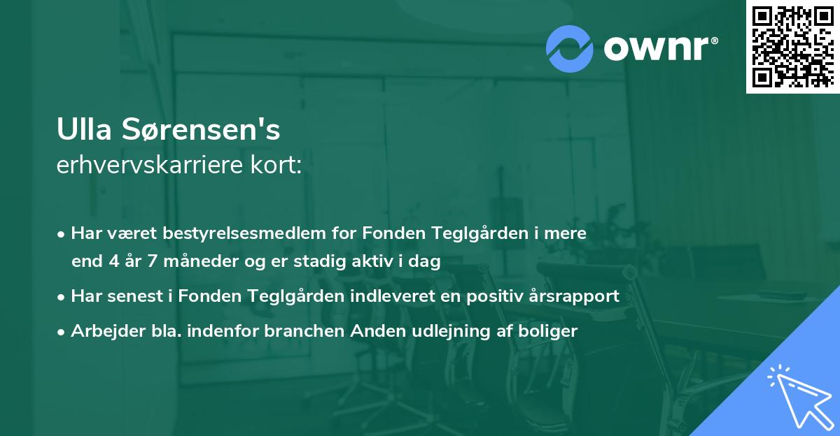 Ulla Sørensen's erhvervskarriere kort