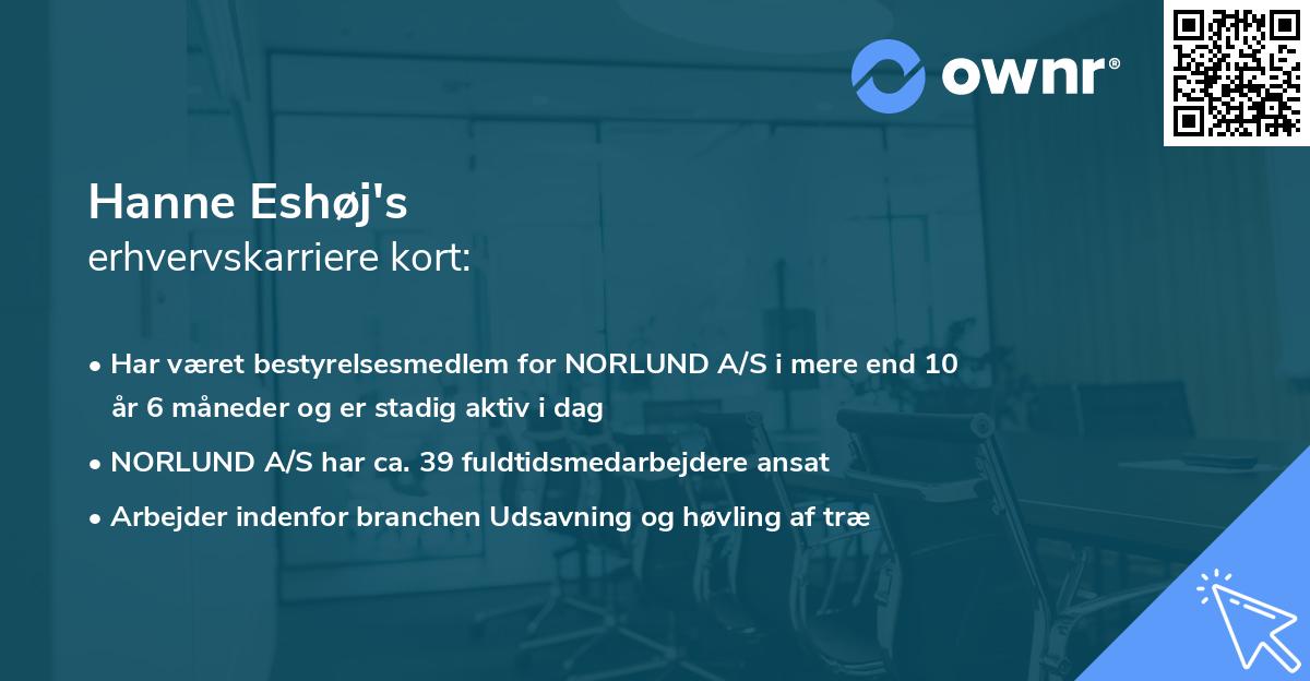 Hanne Eshøj's erhvervskarriere kort