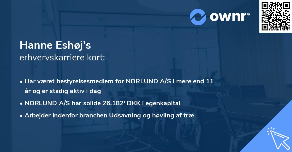 Hanne Eshøj's erhvervskarriere kort