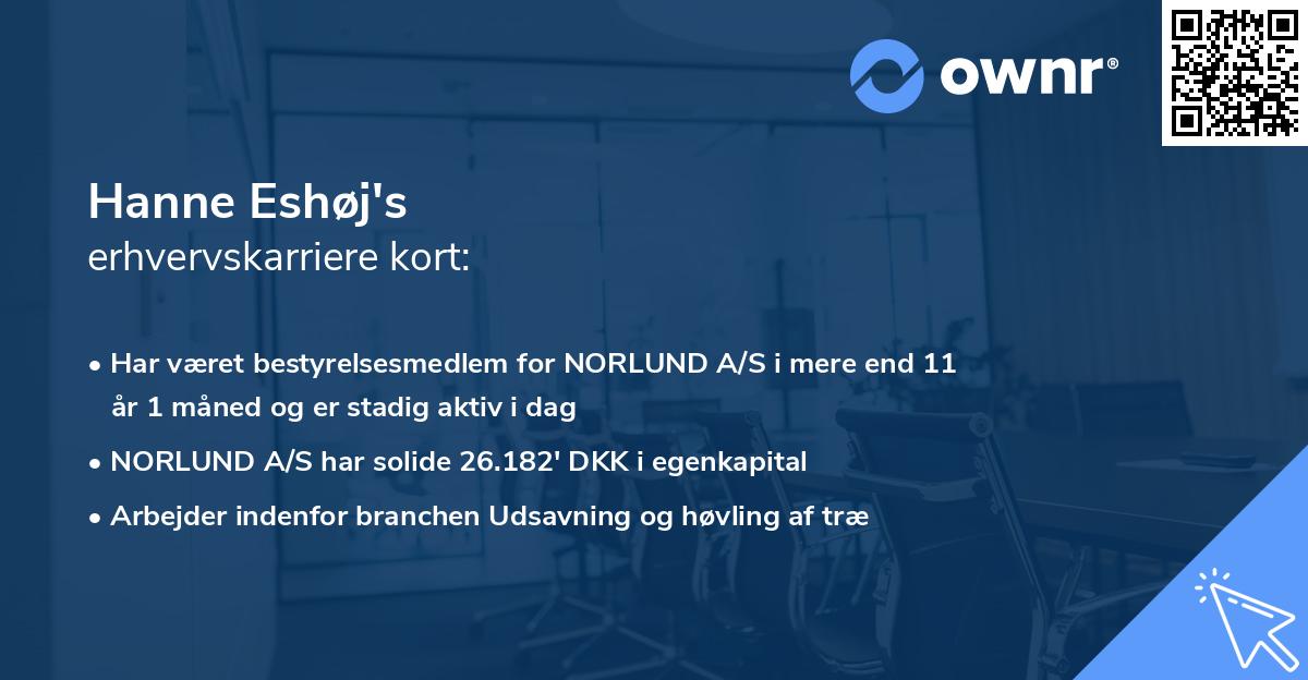 Hanne Eshøj's erhvervskarriere kort