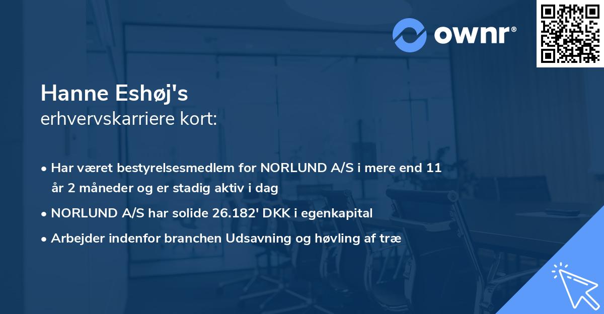 Hanne Eshøj's erhvervskarriere kort