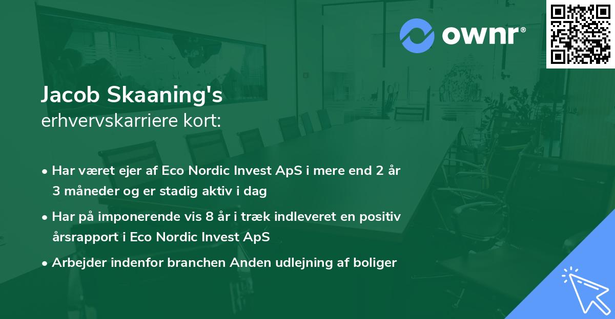 Jacob Skaaning's erhvervskarriere kort