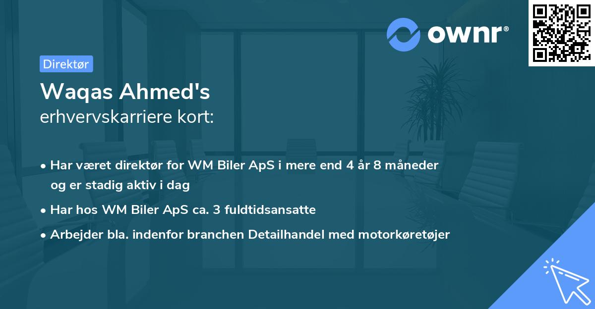 Waqas Ahmed's erhvervskarriere kort