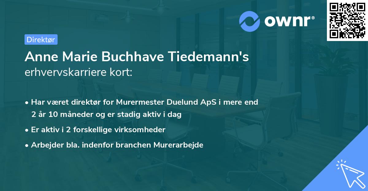 Anne Marie Buchhave Tiedemann's erhvervskarriere kort