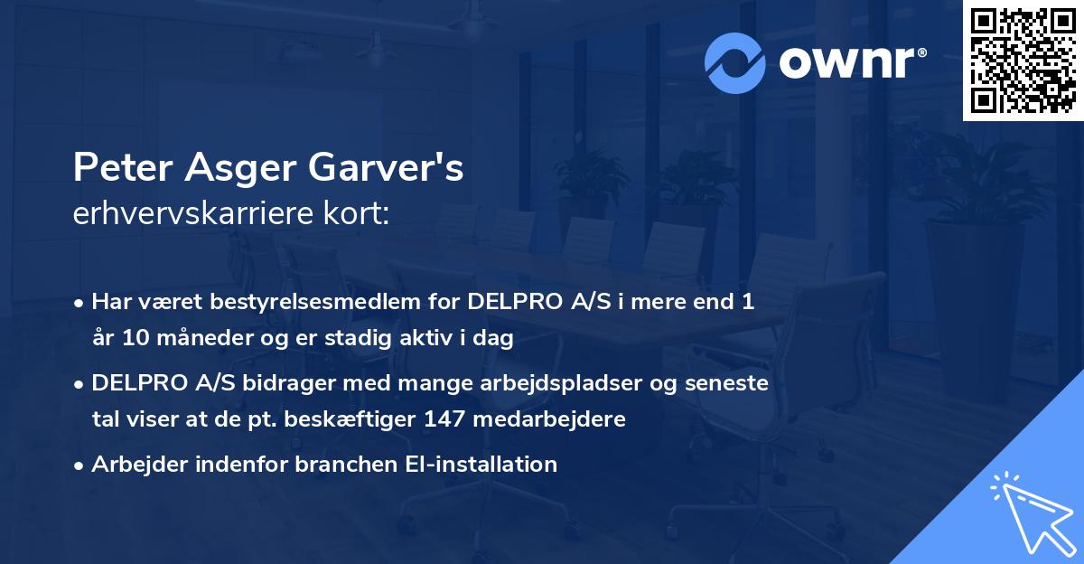 Peter Asger Garver's erhvervskarriere kort