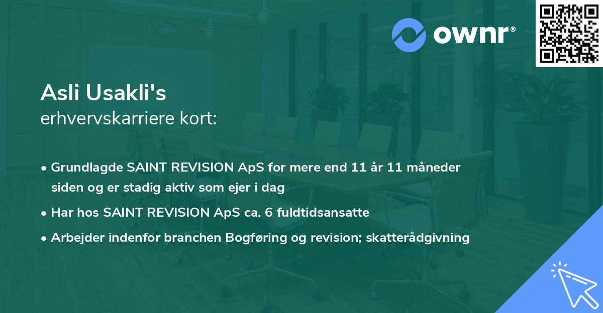 Asli Usakli's erhvervskarriere kort