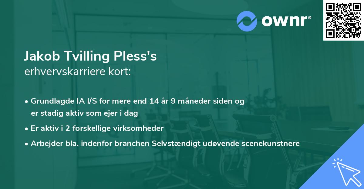 Jakob Tvilling Pless's erhvervskarriere kort