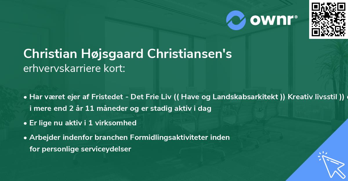Christian Højsgaard Christiansen's erhvervskarriere kort