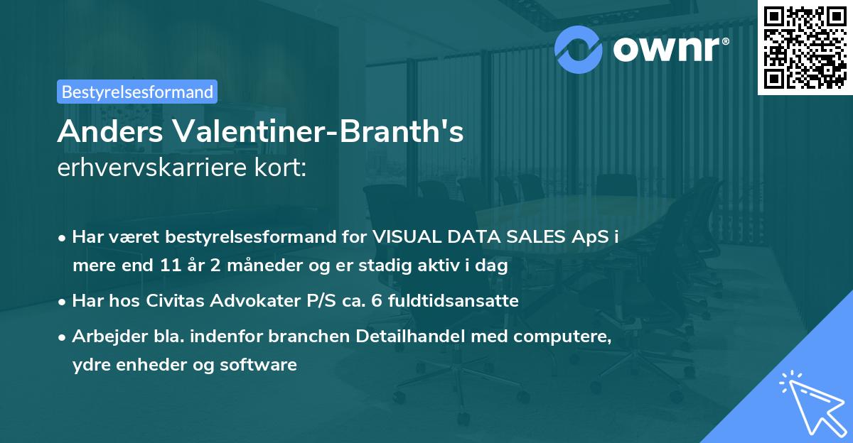 Anders Valentiner-Branth's erhvervskarriere kort