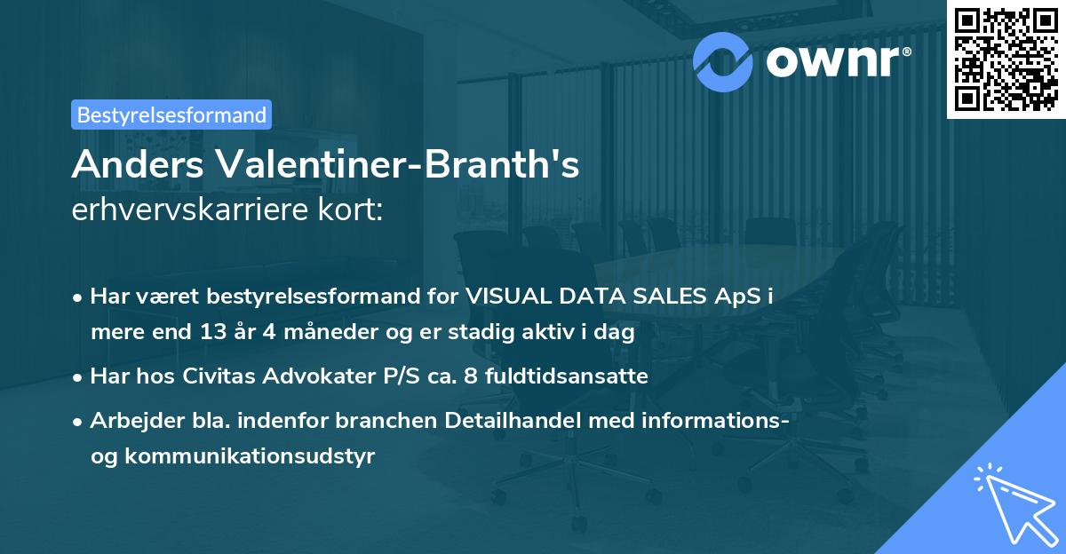 Anders Valentiner-Branth's erhvervskarriere kort
