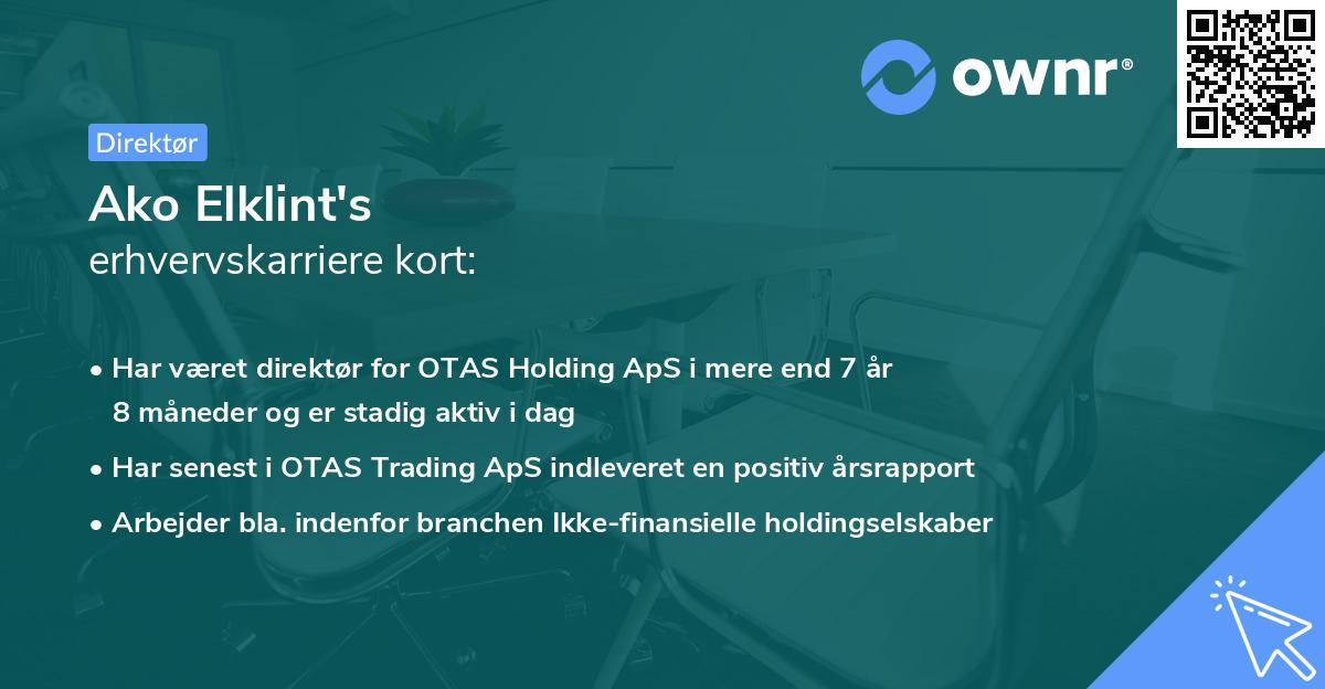Ako Elklint's erhvervskarriere kort