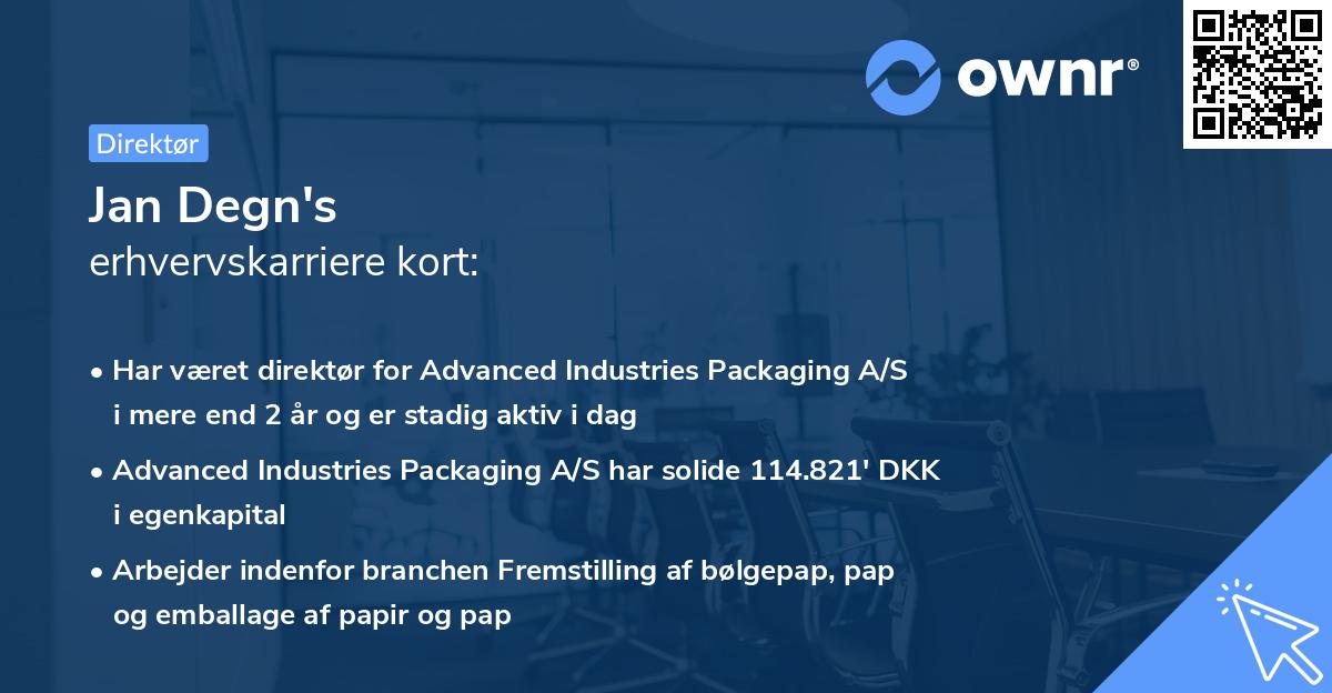 Jan Degn's erhvervskarriere kort