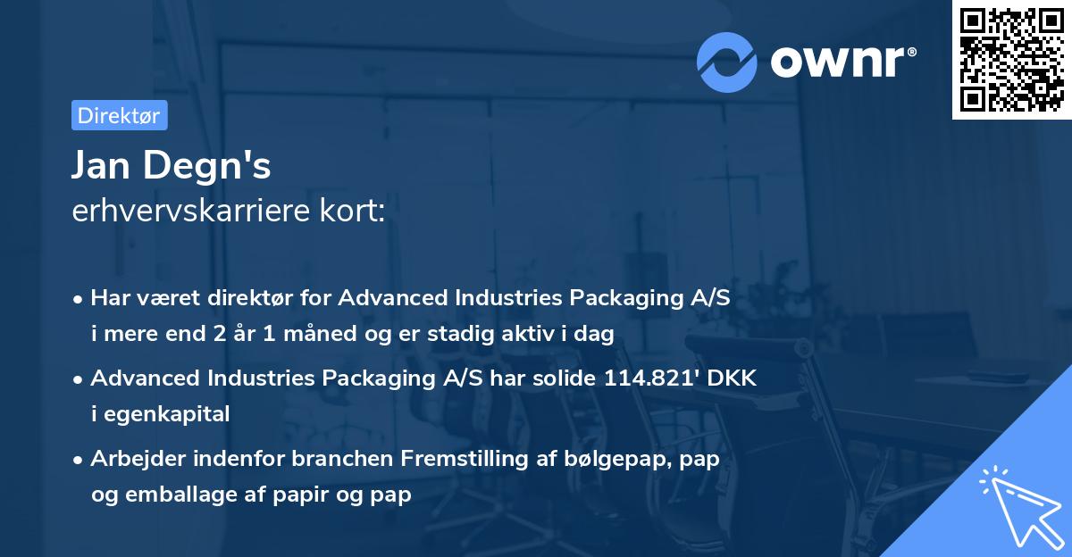 Jan Degn's erhvervskarriere kort