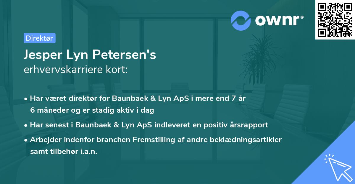 Jesper Lyn Petersen's erhvervskarriere kort