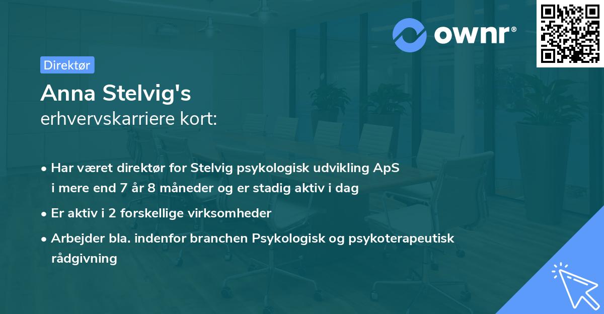 Anna Stelvig's erhvervskarriere kort