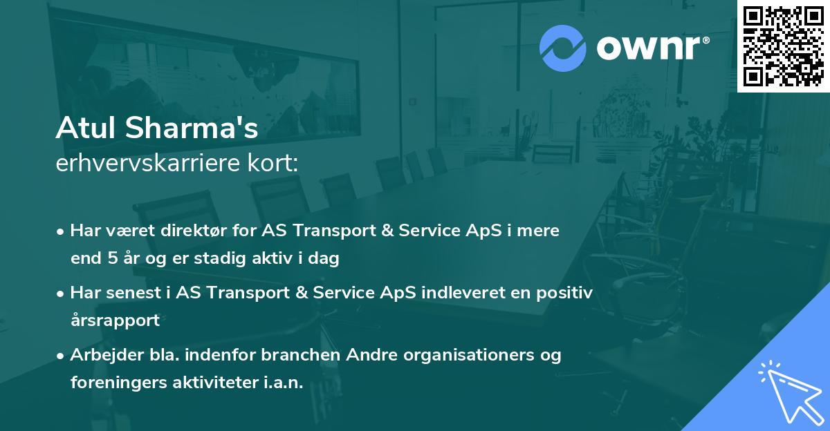 Atul Sharma's erhvervskarriere kort