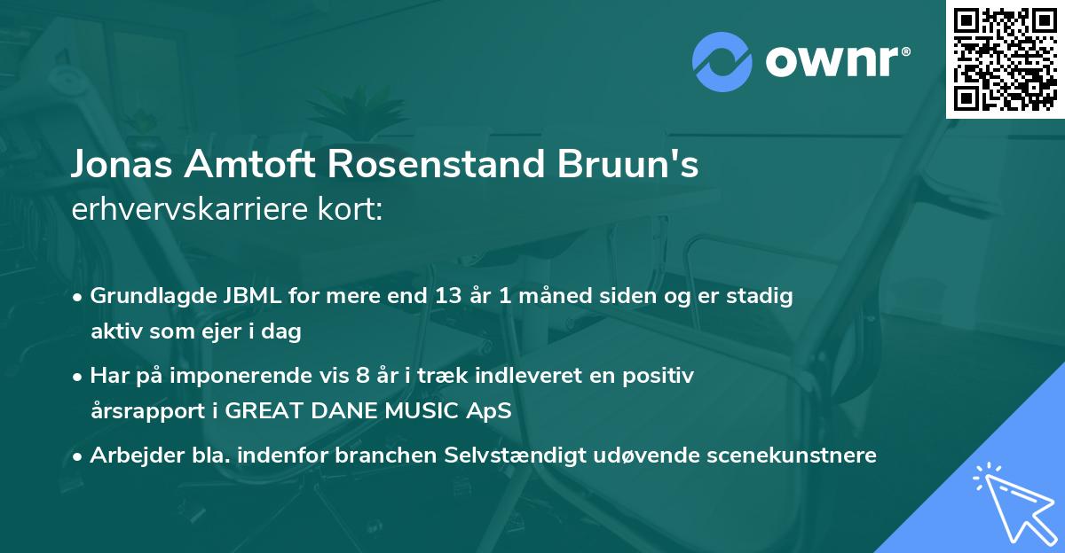 Jonas Amtoft Rosenstand Bruun's erhvervskarriere kort