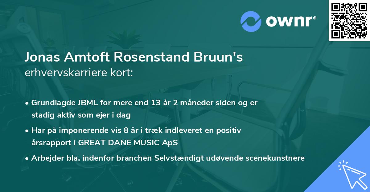 Jonas Amtoft Rosenstand Bruun's erhvervskarriere kort