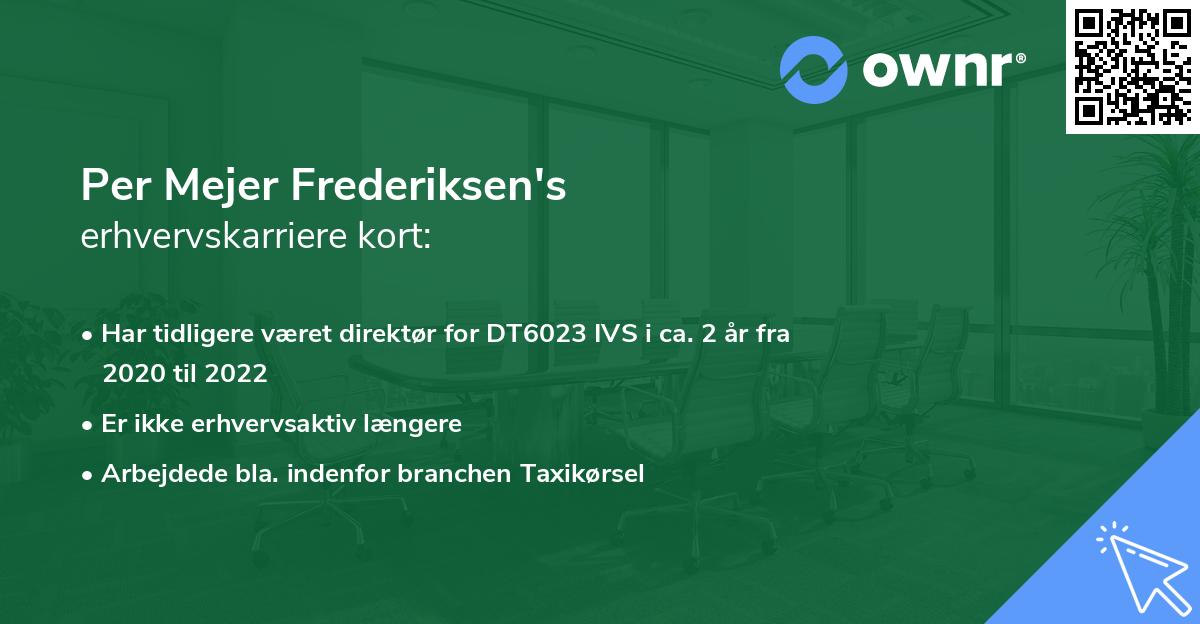 Per Mejer Frederiksen's erhvervskarriere kort