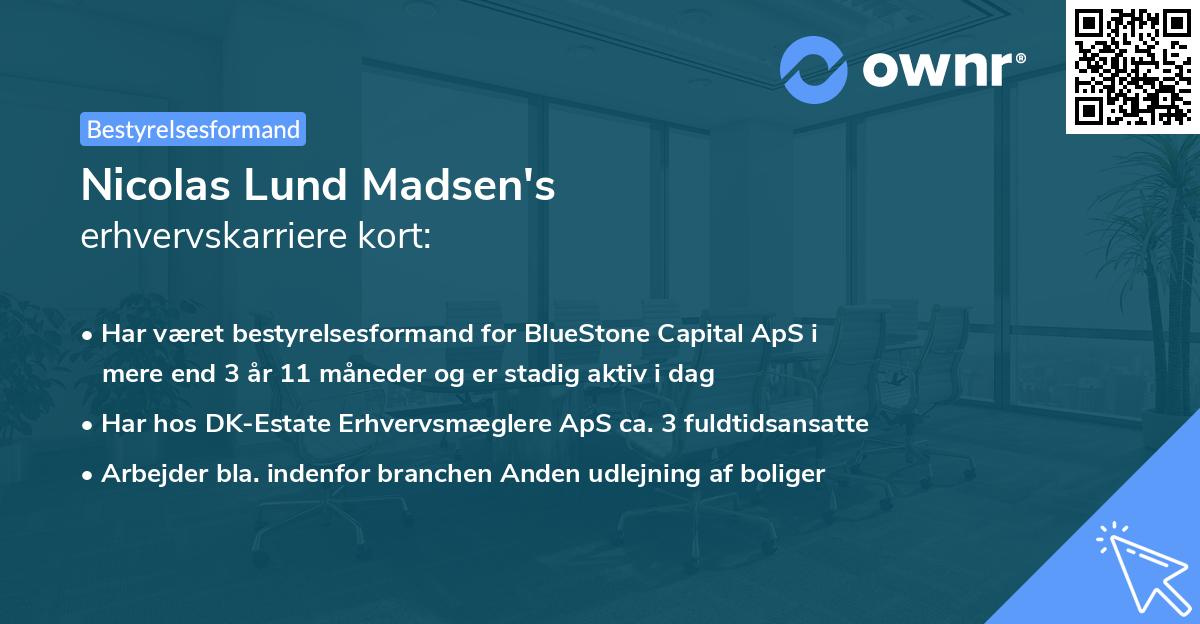 Nicolas Lund Madsen's erhvervskarriere kort