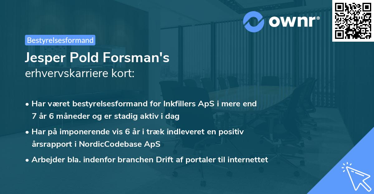Jesper Pold Forsman's erhvervskarriere kort