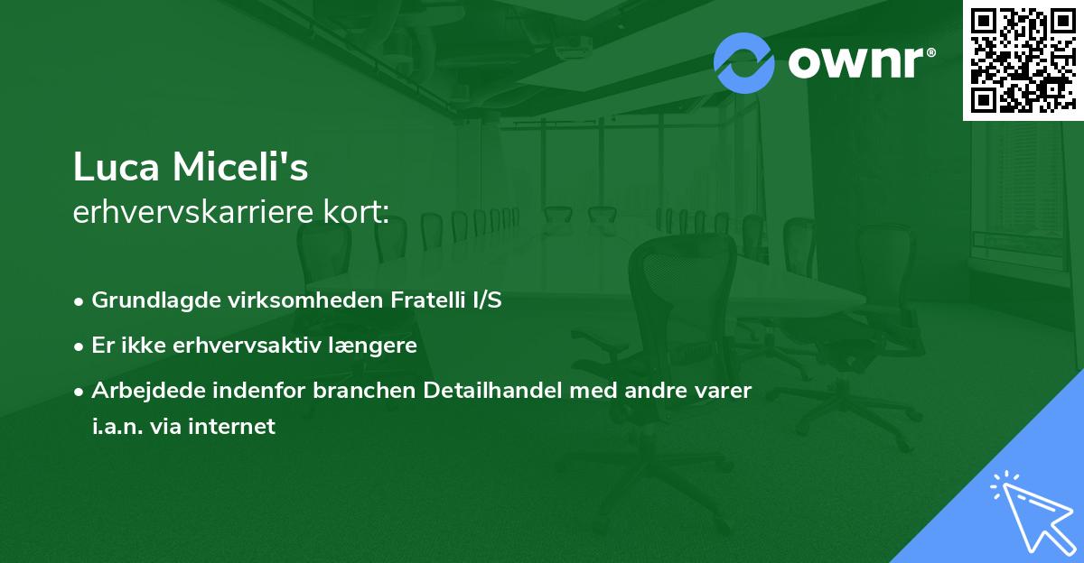 Luca Miceli's erhvervskarriere kort