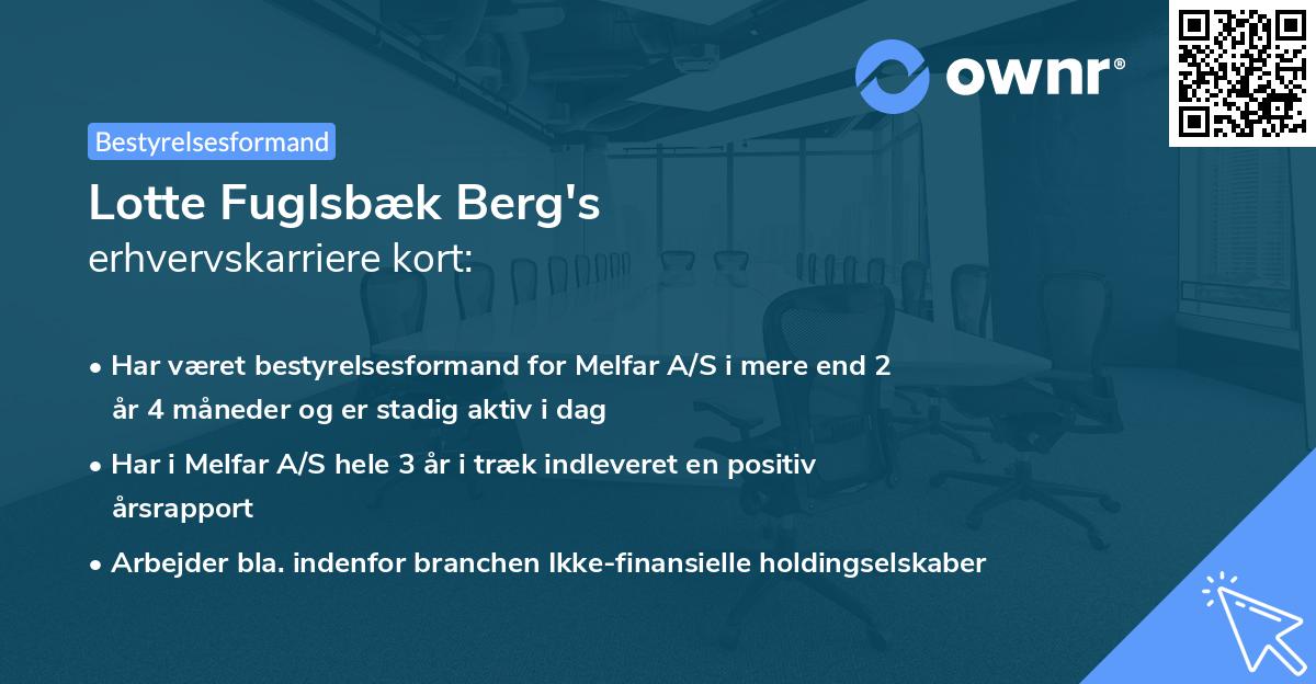 Lotte Fuglsbæk Berg's erhvervskarriere kort
