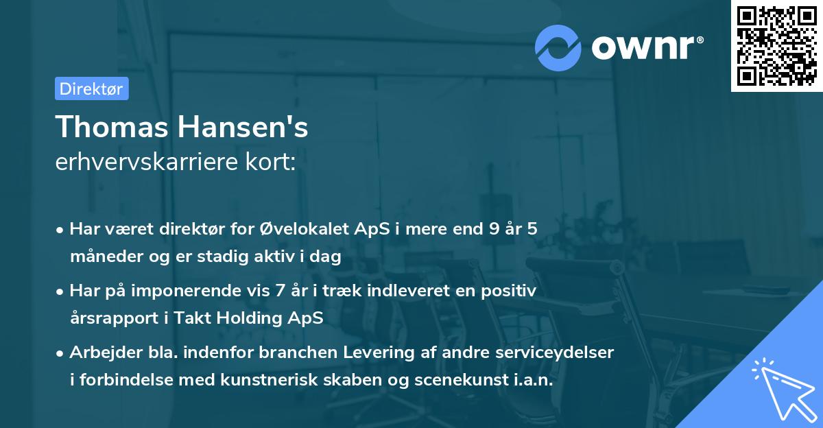 Thomas Hansen's erhvervskarriere kort