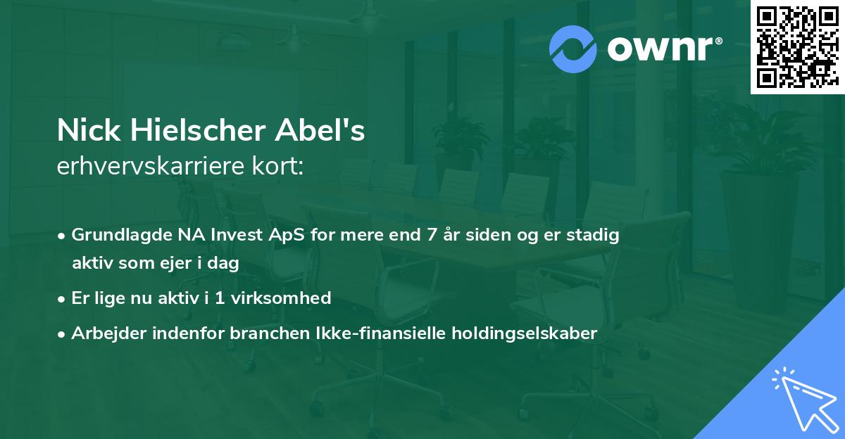 Nick Hielscher Abel's erhvervskarriere kort