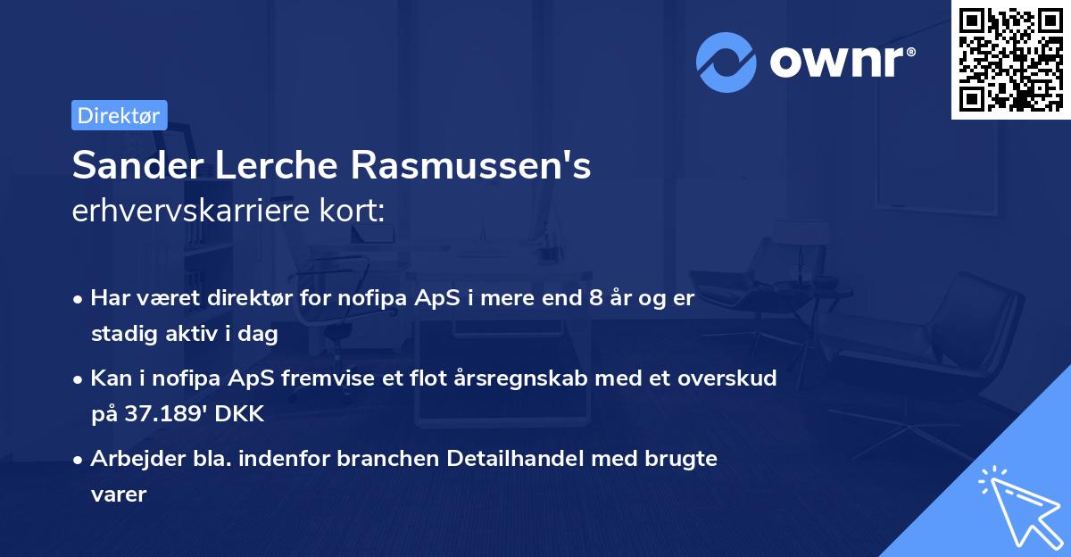 Sander Lerche Rasmussen's erhvervskarriere kort