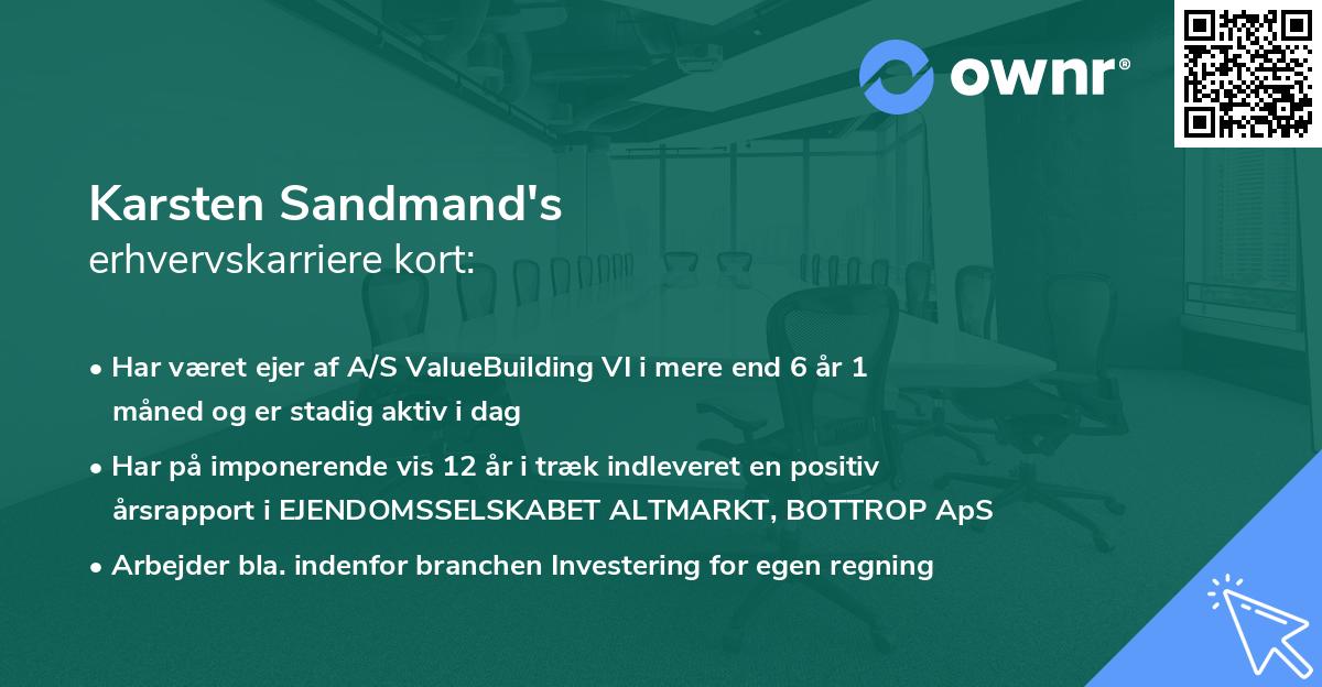 Karsten Sandmand's erhvervskarriere kort
