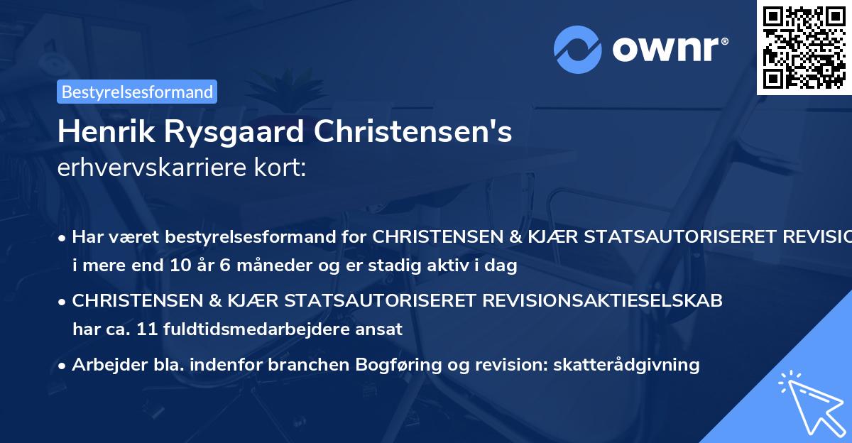 Henrik Rysgaard Christensen's erhvervskarriere kort