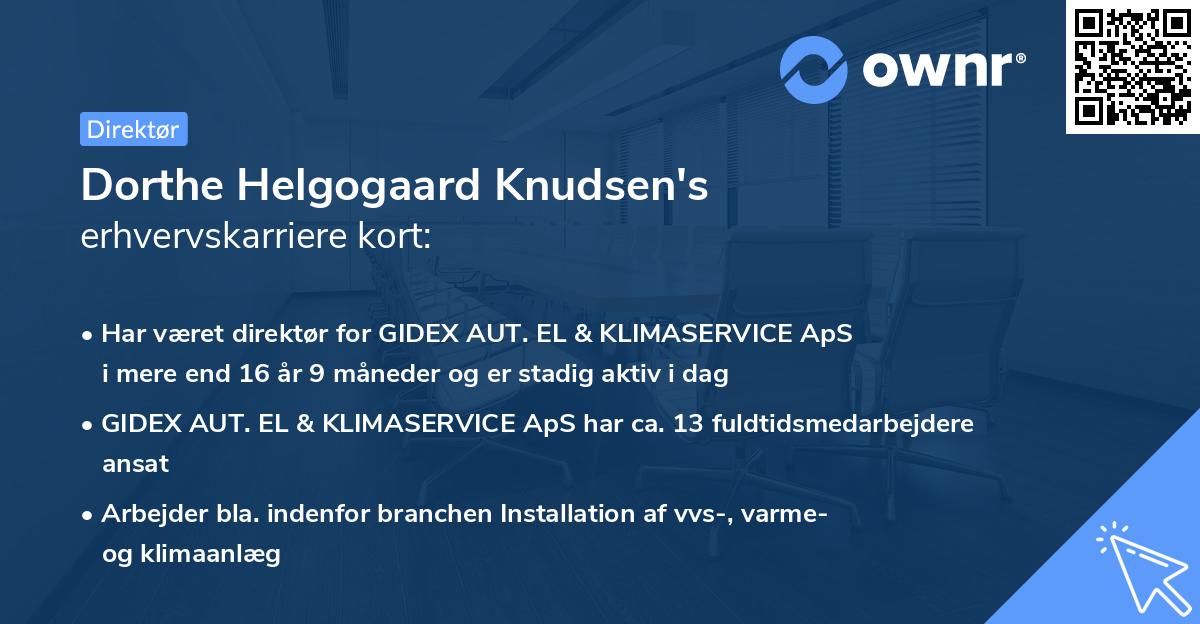 Dorthe Helgogaard Knudsen's erhvervskarriere kort