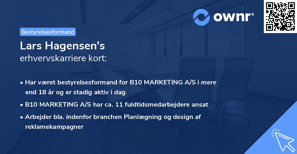 Lars Hagensen's erhvervskarriere kort