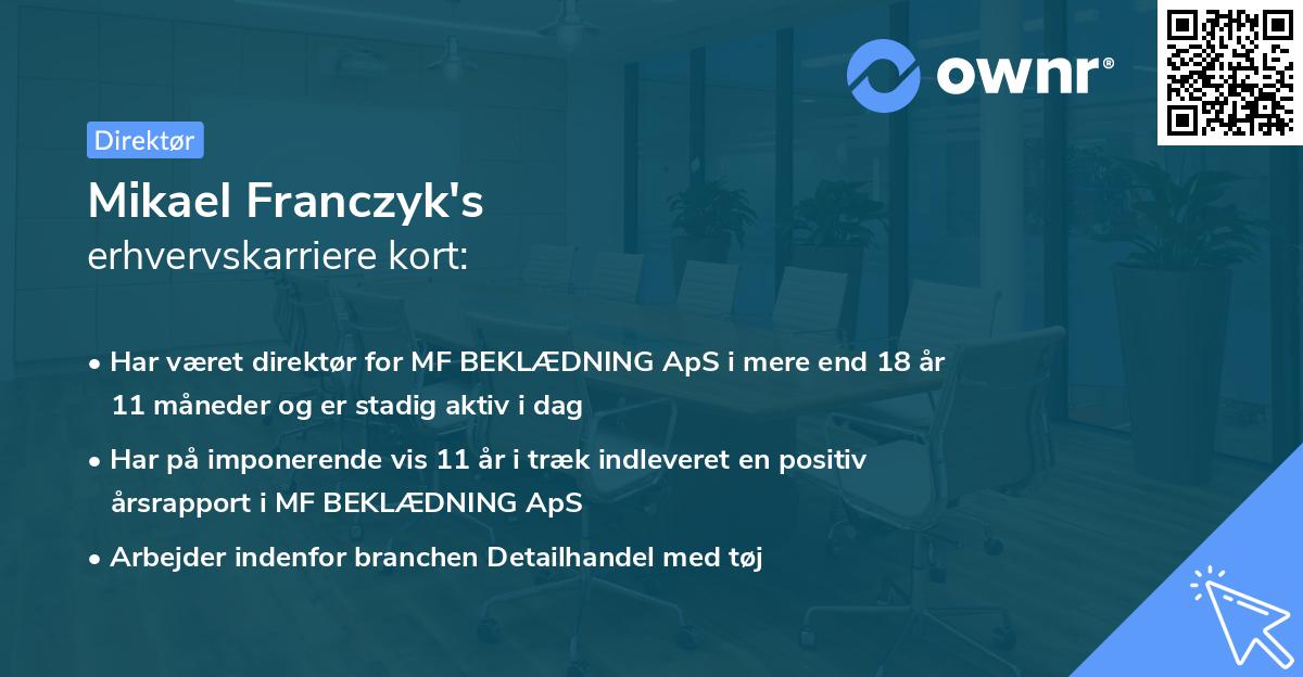 Mikael Franczyk's erhvervskarriere kort