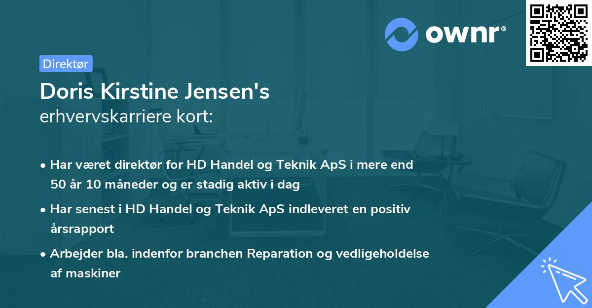Doris Kirstine Jensen's erhvervskarriere kort