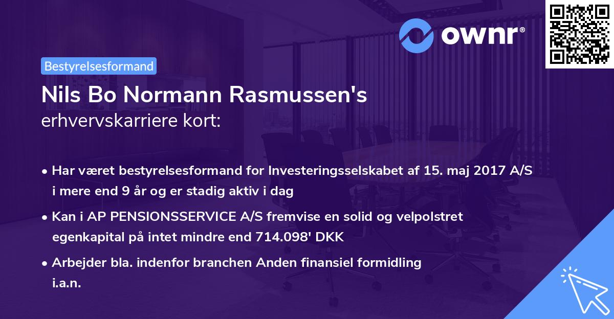 Nils Bo Normann Rasmussen's erhvervskarriere kort