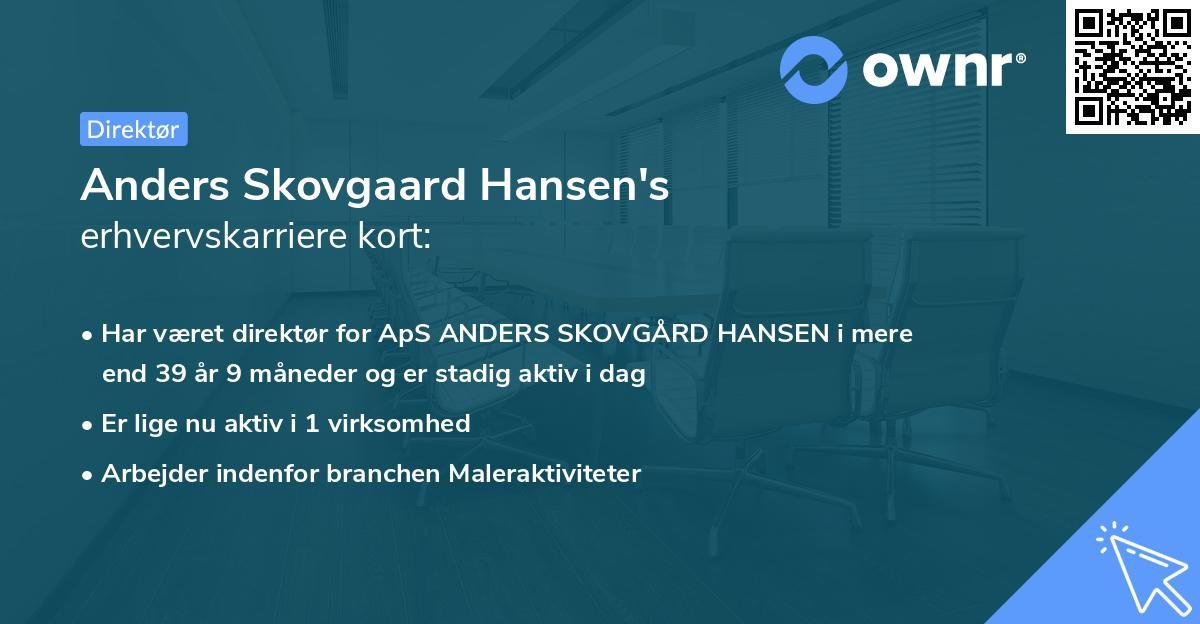 Anders Skovgaard Hansen's erhvervskarriere kort