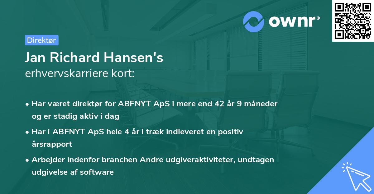 Jan Richard Hansen's erhvervskarriere kort