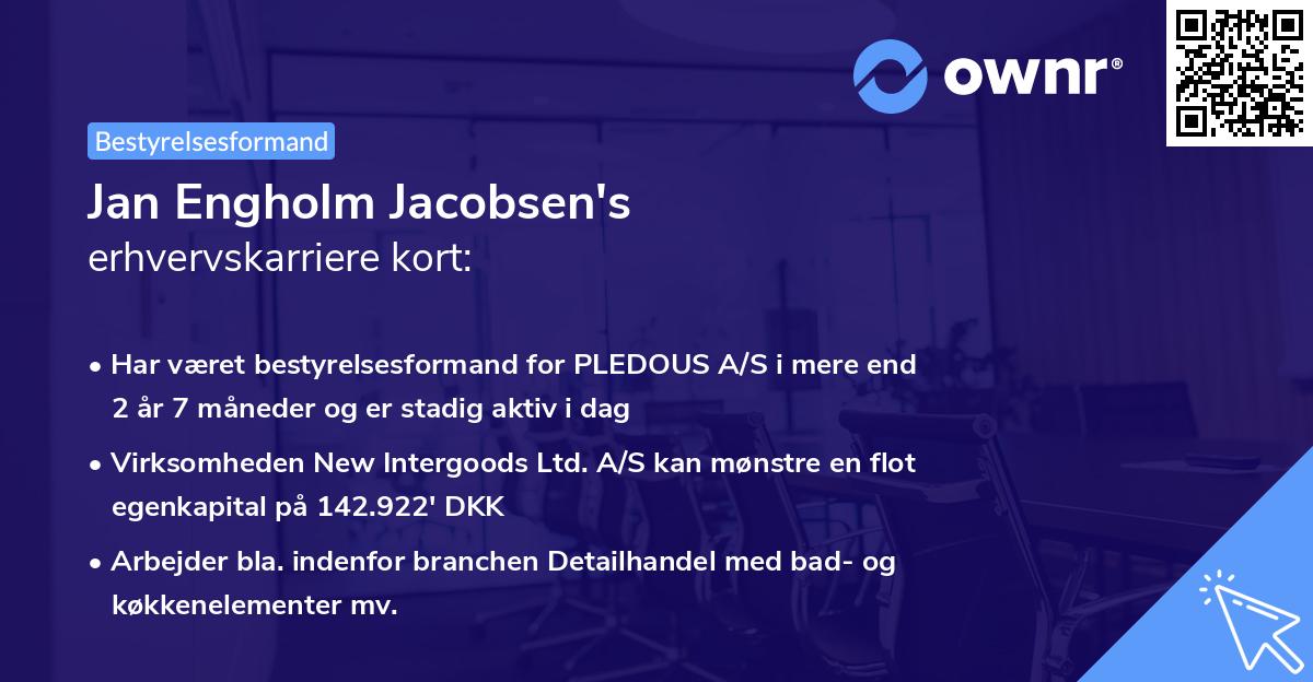 Jan Engholm Jacobsen's erhvervskarriere kort