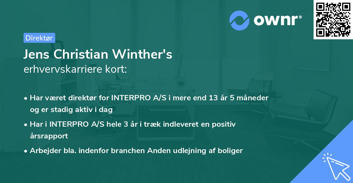 Jens Christian Winther's erhvervskarriere kort