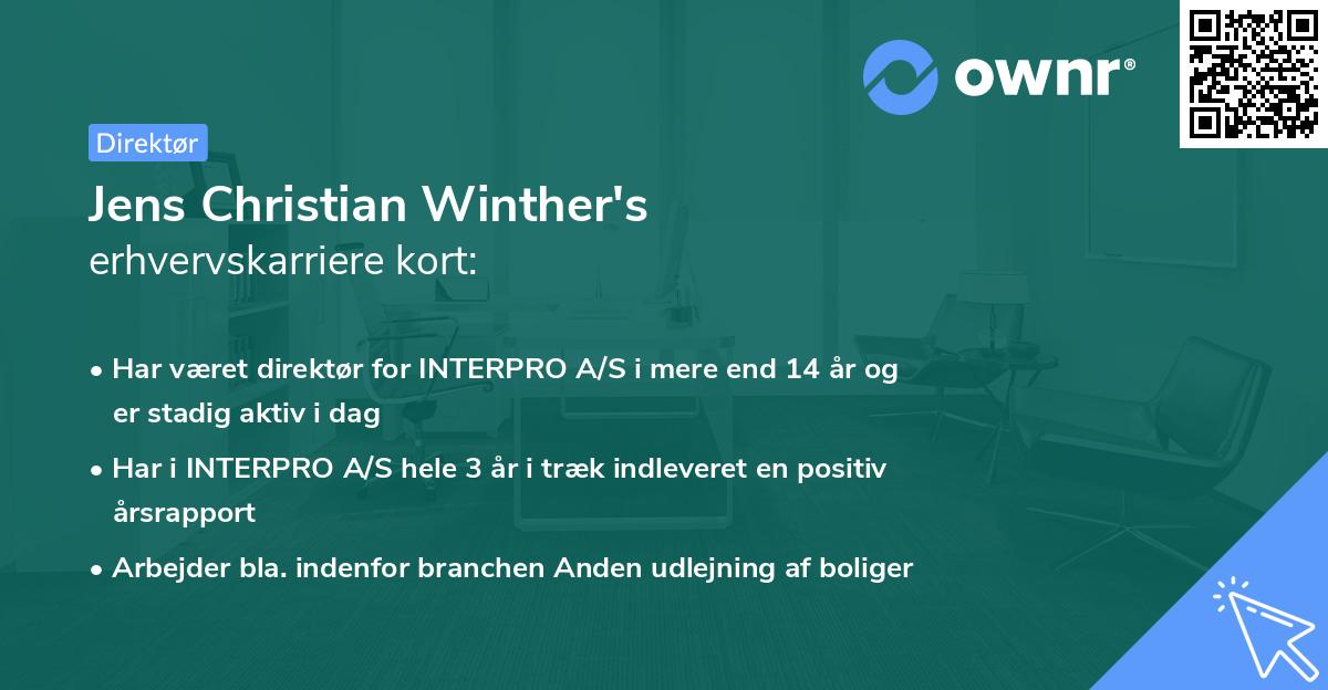 Jens Christian Winther's erhvervskarriere kort