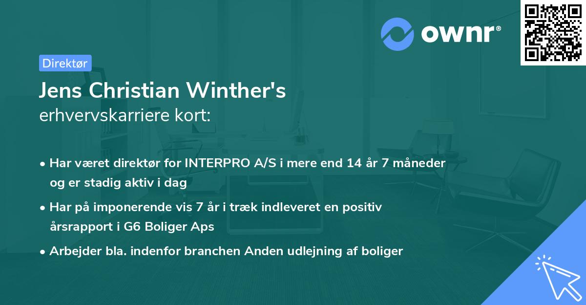 Jens Christian Winther's erhvervskarriere kort