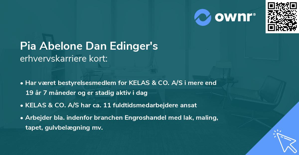 Pia Abelone Dan Edinger's erhvervskarriere kort