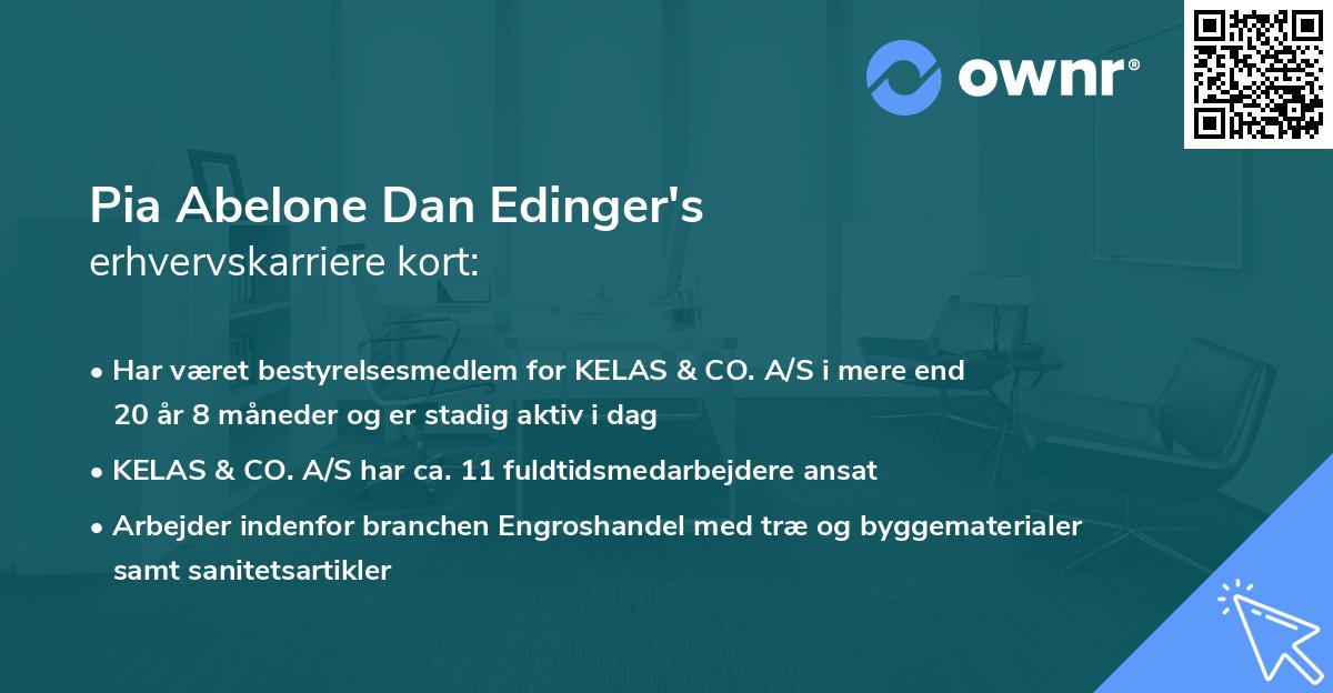 Pia Abelone Dan Edinger's erhvervskarriere kort