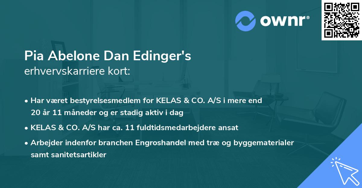 Pia Abelone Dan Edinger's erhvervskarriere kort