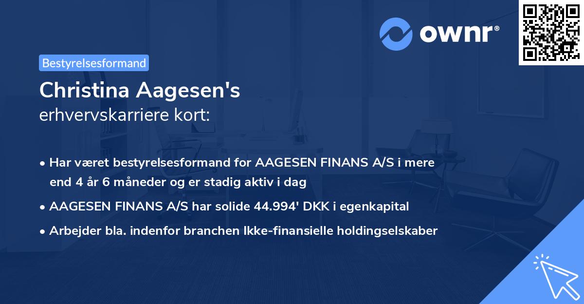 Christina Aagesen's erhvervskarriere kort