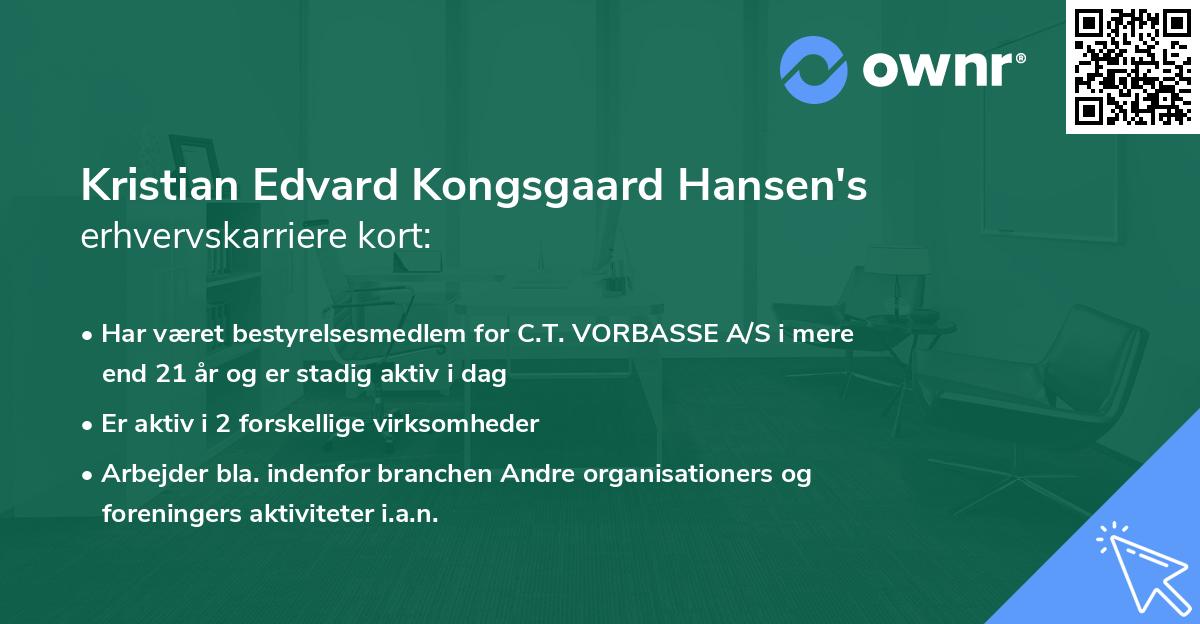 Kristian Edvard Kongsgaard Hansen's erhvervskarriere kort